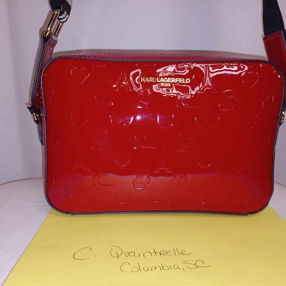Karl Lagerfeld Red Patent Leather Crossbody